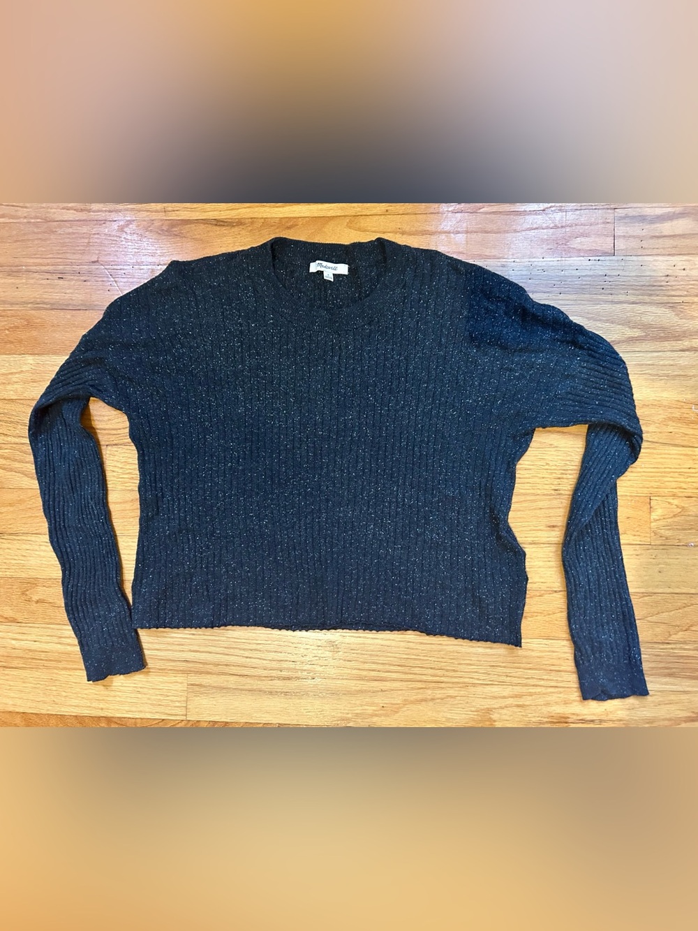 Madewell Speckle Ribbed Crewneck Sweater in Dark Charcoal